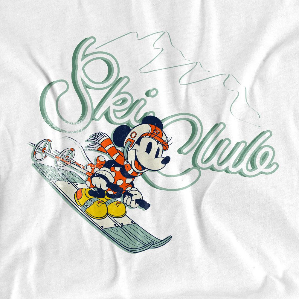 White - Side - Disney Unisex Adult Ski Club Minnie Mouse T-Shirt