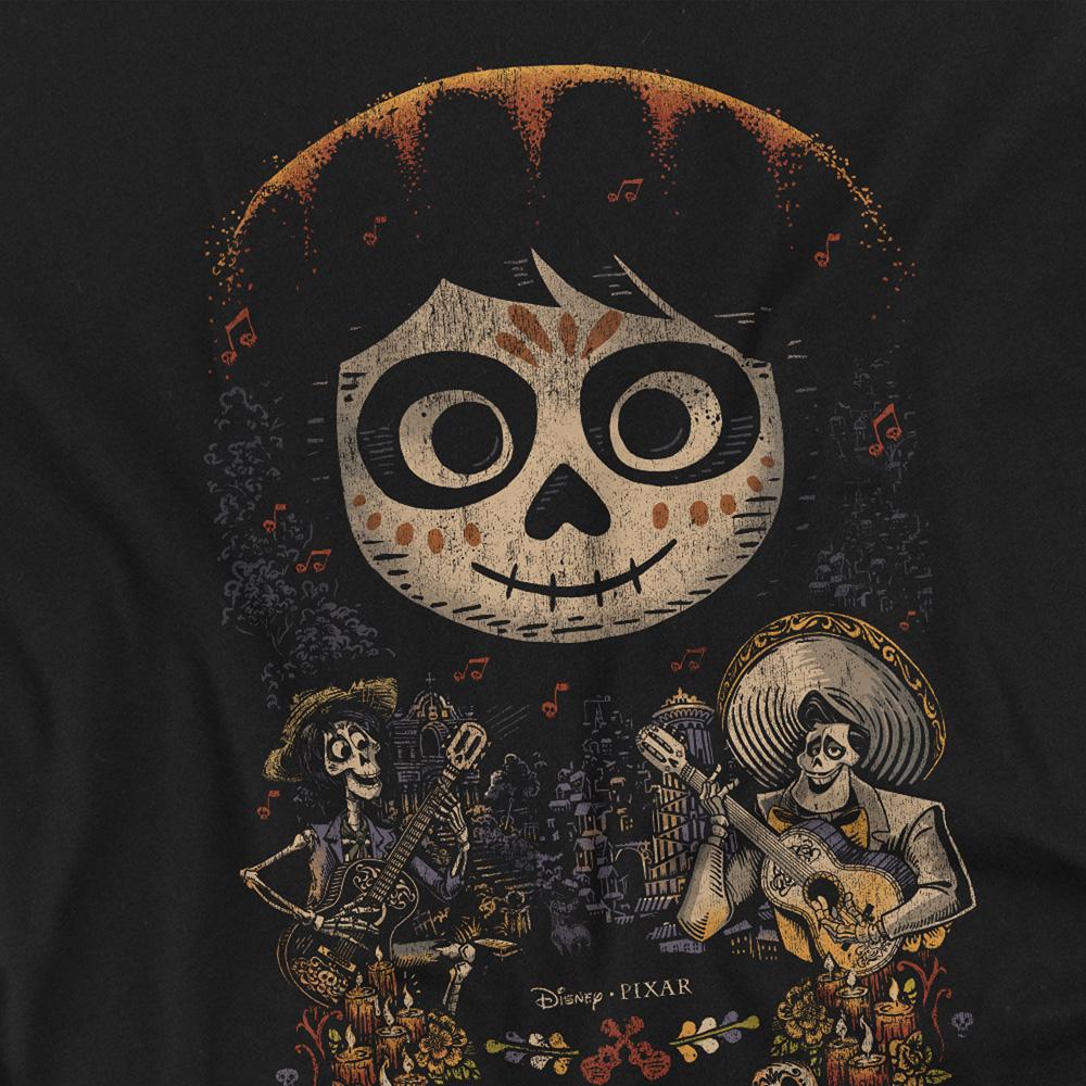 Black - Side - Coco Unisex Adult Ernesto Miguel Hector Painted Poster With Skull T-Shirt