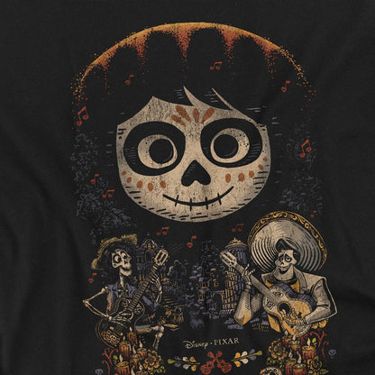 Black - Side - Coco Unisex Adult Ernesto Miguel Hector Painted Poster With Skull T-Shirt