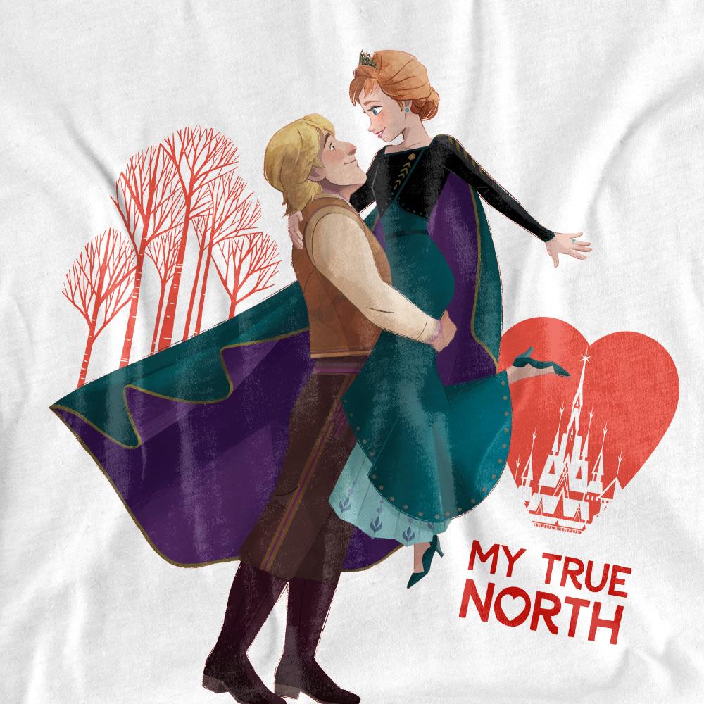 White - Side - Frozen Unisex Adult My True North Anna Kristoff Valentine`s Day T-Shirt