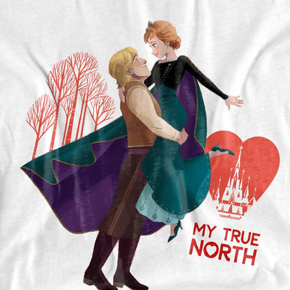 White - Side - Frozen Unisex Adult My True North Anna Kristoff Valentine`s Day T-Shirt