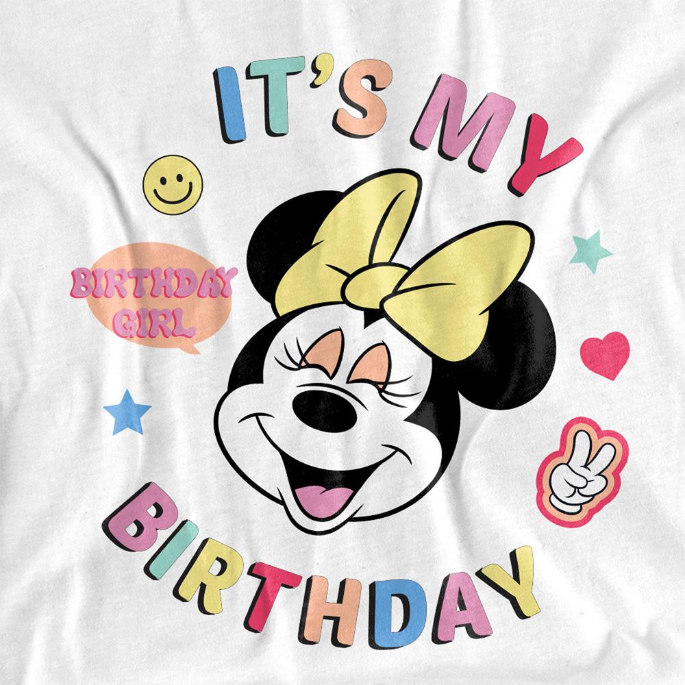 White - Side - Disney Unisex Adult It´s My Birthday Minnie Mouse T-Shirt