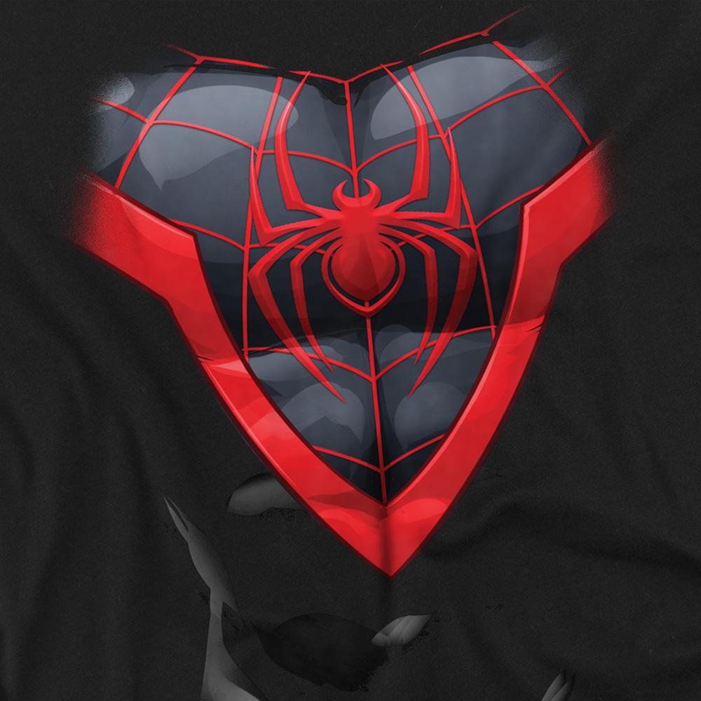 Black - Side - Spider-Man Unisex Adult Miles Morales Costume T-Shirt