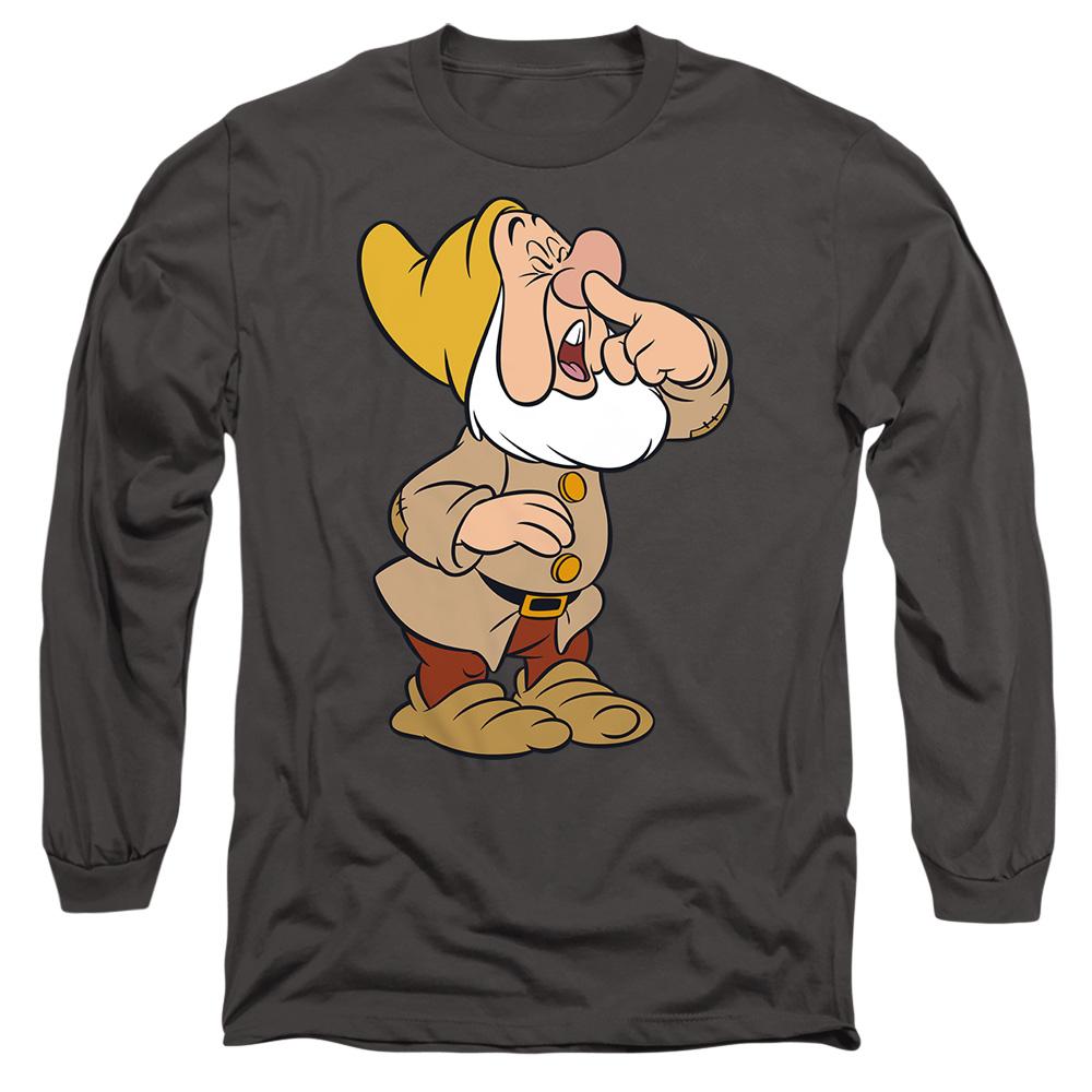 Charcoal - Front - Snow White And The Seven Dwarfs Unisex Adult Sneezy T-Shirt