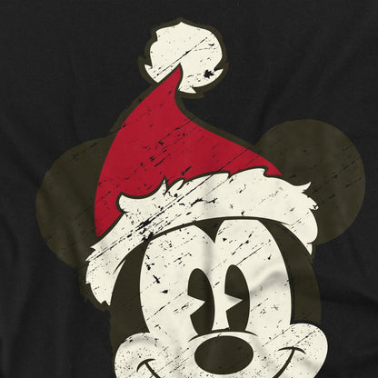 Black - Side - Disney Unisex Adult Mickey Mouse Santa Face T-Shirt