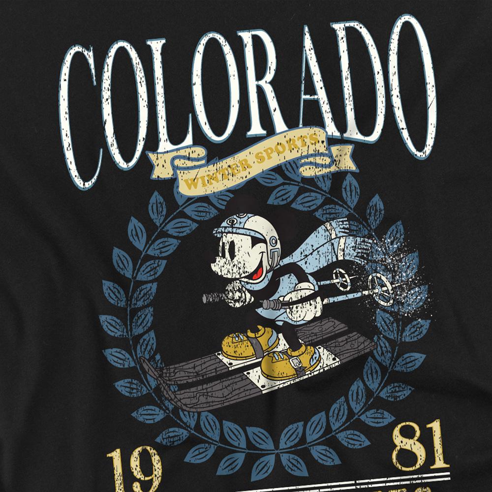 Black - Side - Disney Unisex Adult Colorado Ski Mickey Mouse T-Shirt