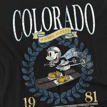 Black - Side - Disney Unisex Adult Colorado Ski Mickey Mouse T-Shirt