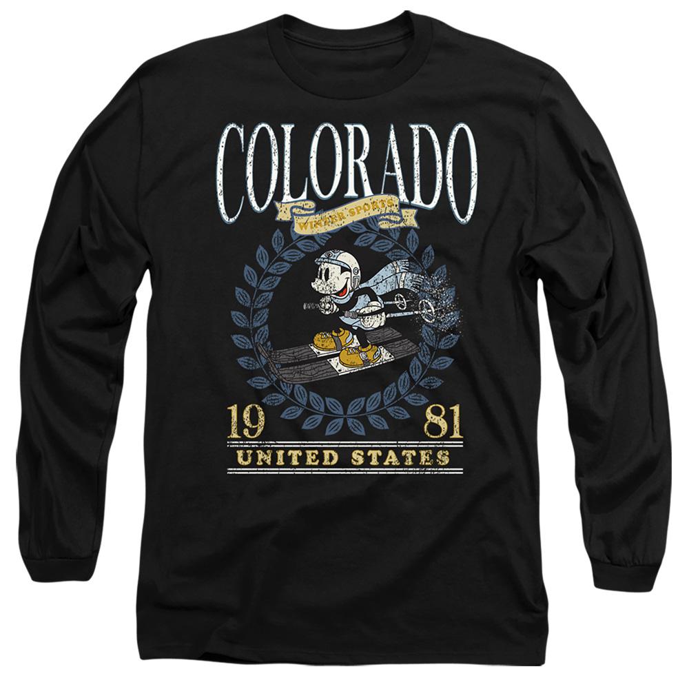 Black - Front - Disney Unisex Adult Colorado Ski Mickey Mouse T-Shirt