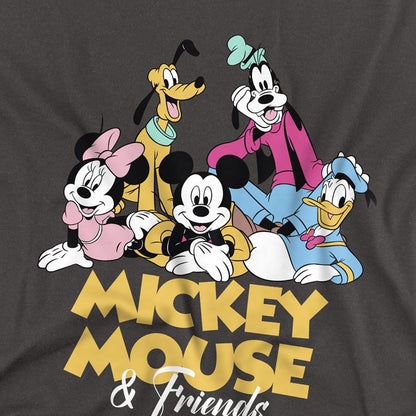 Charcoal - Side - Disney Unisex Adult Mickey Mouse Friends T-Shirt
