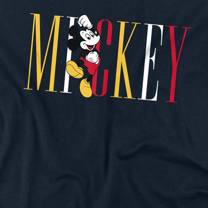Navy - Side - Disney Unisex Adult Mickey Mouse Multicolour Name T-Shirt