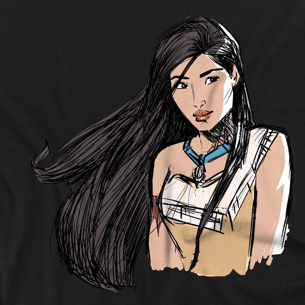 Black - Side - Pocahontas Unisex Adult Sketch T-Shirt