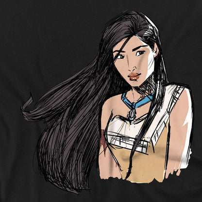 Black - Side - Pocahontas Unisex Adult Sketch T-Shirt