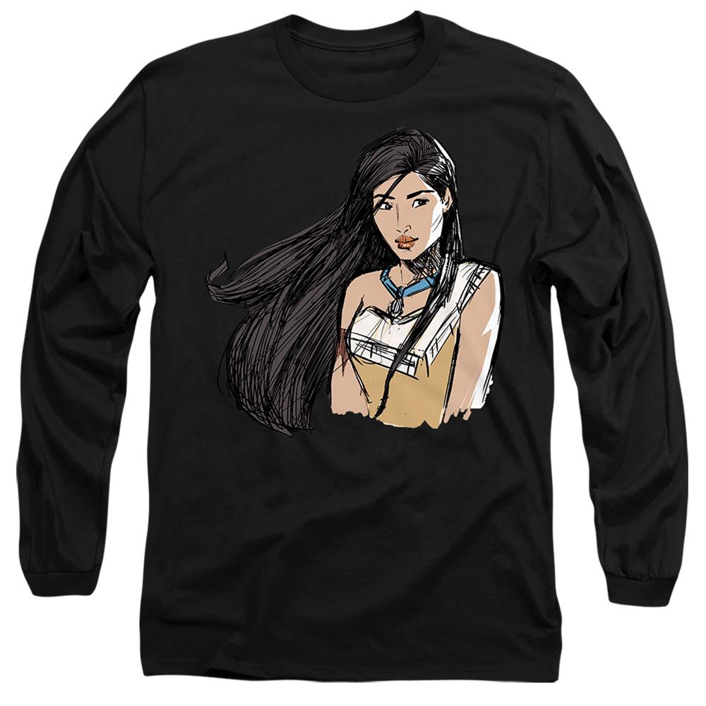 Black - Front - Pocahontas Unisex Adult Sketch T-Shirt