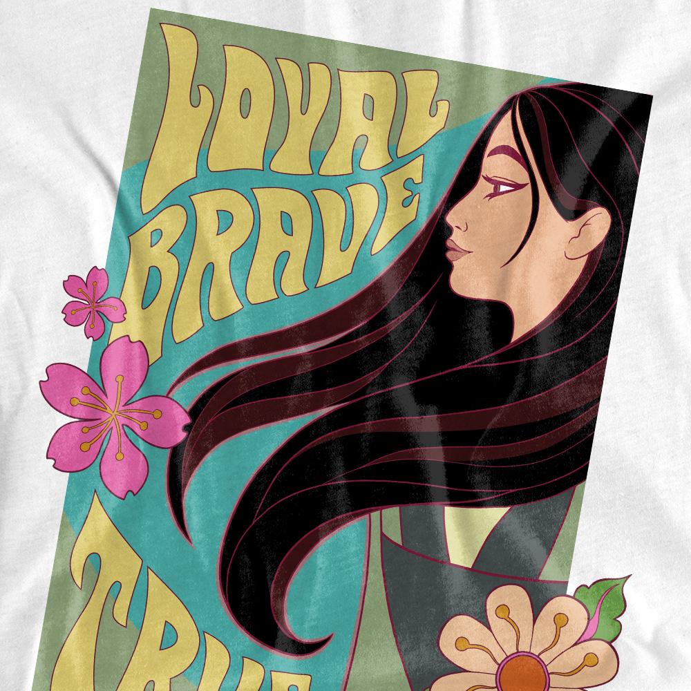 White - Side - Mulan Unisex Adult Loyal Brave True T-Shirt