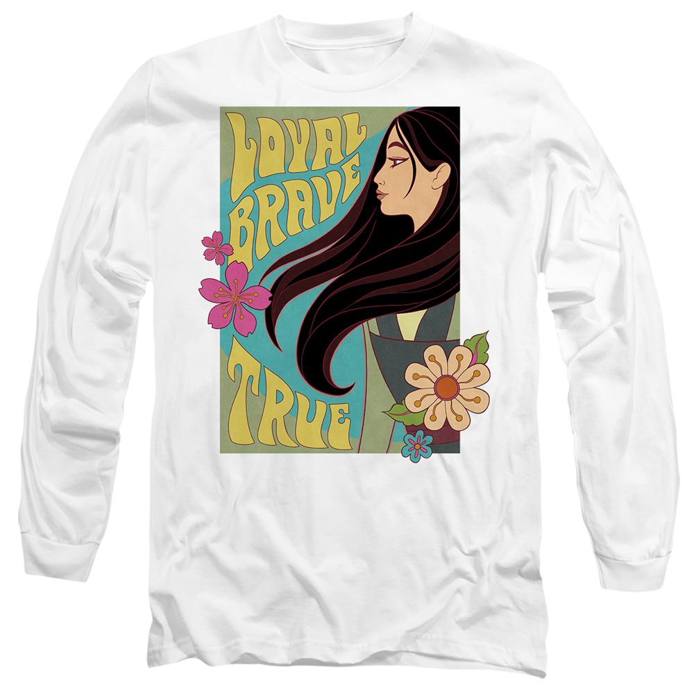 White - Front - Mulan Unisex Adult Loyal Brave True T-Shirt