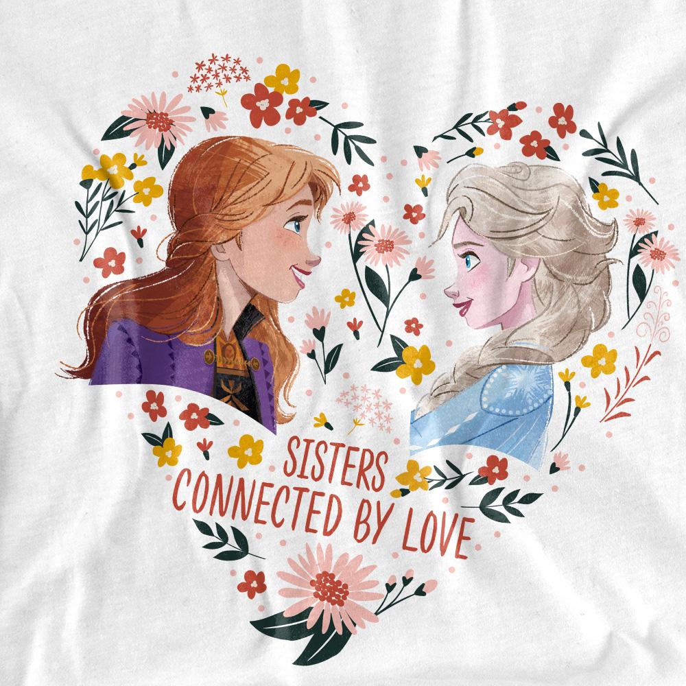 White - Side - Frozen Unisex Adult Sisters Connected By Love Elsa Anna Valentine`s Day T-Shirt