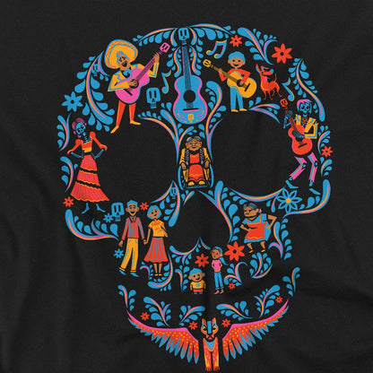 Black - Side - Coco Unisex Adult Day Of The Dead Rivera Family Skull T-Shirt