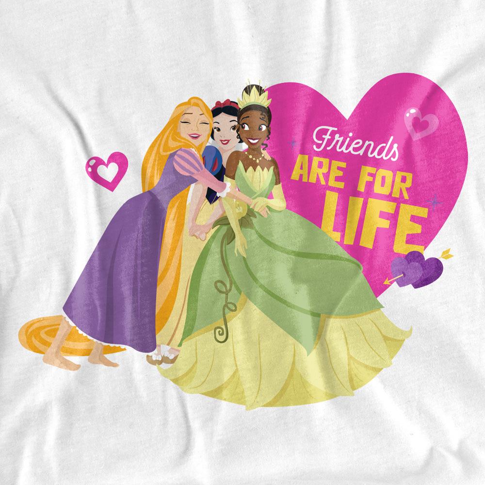 White - Side - Disney Princess Unisex Adult Friends Are For Life Valentine`s Day T-Shirt