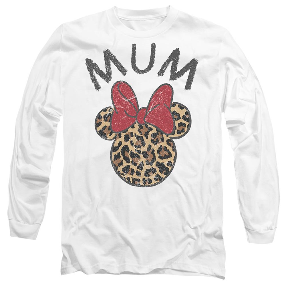 White - Front - Disney Unisex Adult Mum Minnie Mouse Leopard Print Mothers Day T-Shirt