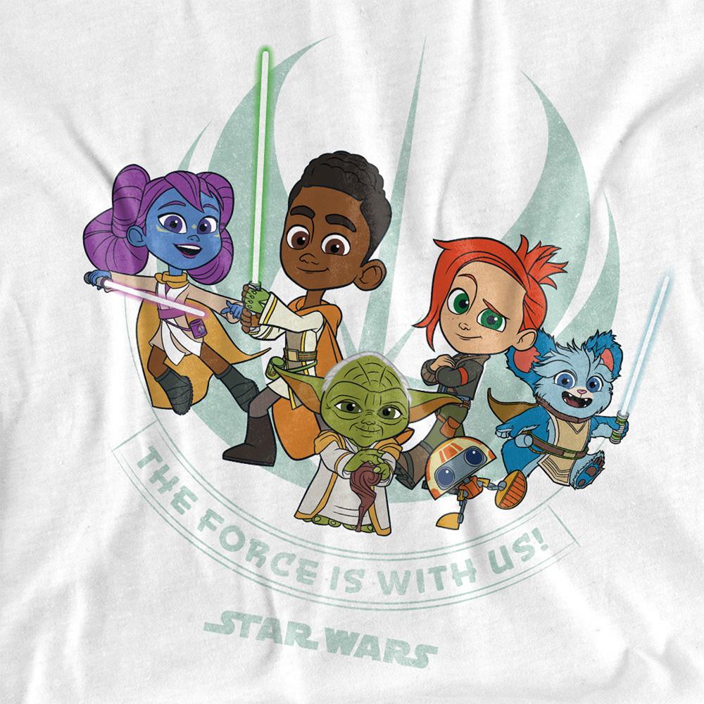 White - Side - Star Wars Unisex Adult Young Jedi Adventure The Force Is With Us T-Shirt