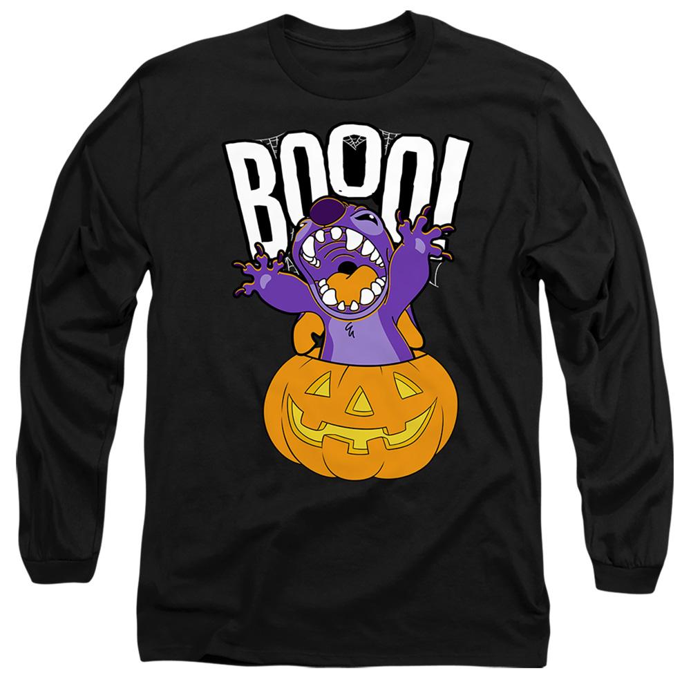 Black - Front - Lilo & Stitch Unisex Adult Laughing Pumpkin T-Shirt