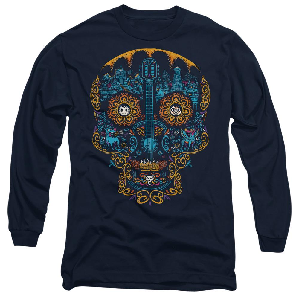 Navy - Front - Coco Unisex Adult Day Of The Dead Miguel Dante Colourful Skull T-Shirt