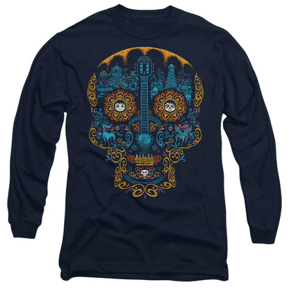 Navy - Front - Coco Unisex Adult Day Of The Dead Miguel Dante Colourful Skull T-Shirt