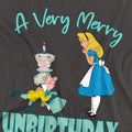 Charcoal - Side - Alice In Wonderland Unisex Adult Very Merry Unbirthday To Me T-Shirt
