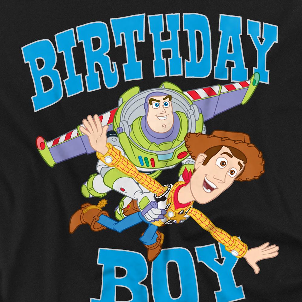 Black - Side - Toy Story Unisex Adult Birthday Boy Woody & Buzz Lightyear T-Shirt
