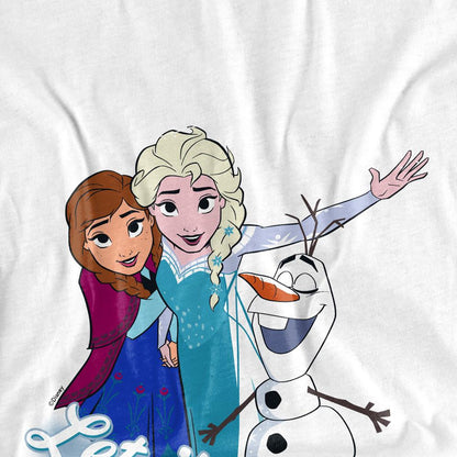 White - Side - Frozen Unisex Adult Let It Snow Elsa Anna Olaf T-Shirt