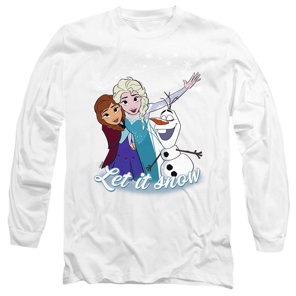 White - Front - Frozen Unisex Adult Let It Snow Elsa Anna Olaf T-Shirt