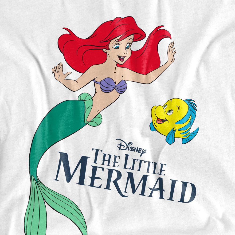 White - Side - The Little Mermaid Unisex Adult Ariel & Flounder T-Shirt