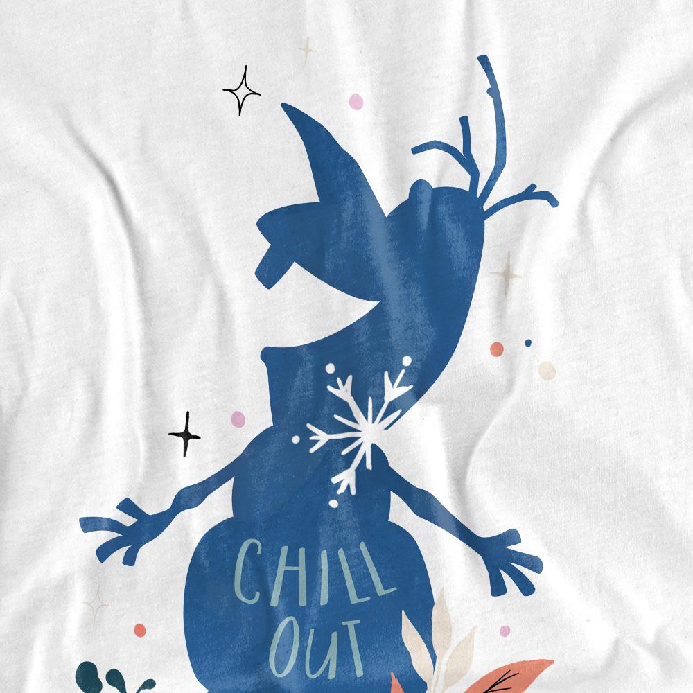 White - Side - Frozen Unisex Adult Chill Out Olaf Silhouette T-Shirt