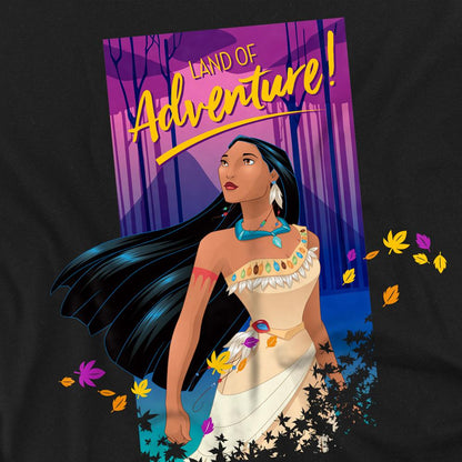 Black - Side - Pocahontas Unisex Adult Land Of Adventure T-Shirt