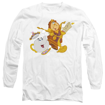 White - Front - Beauty And The Beast Unisex Adult Potts Cogsworth Lumiere T-Shirt