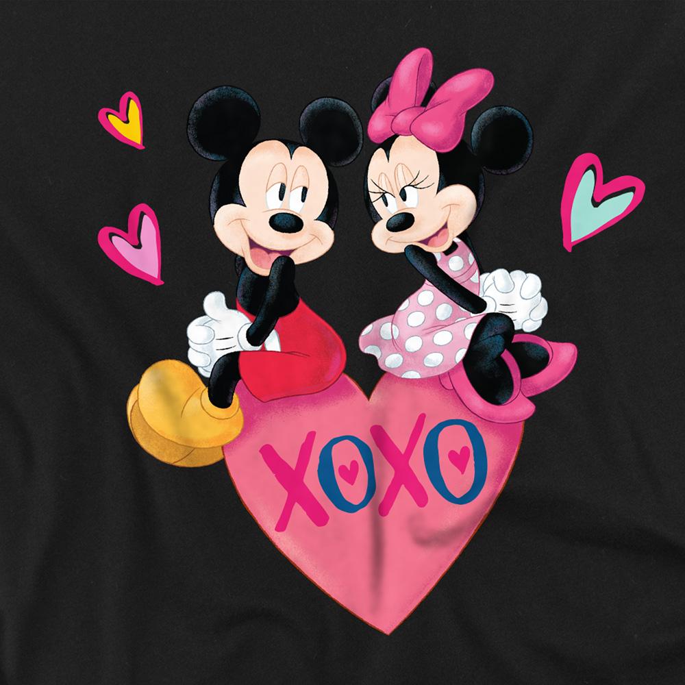 Black - Side - Mickey Mouse Unisex Adult Xoxo Minnie Mouse Valentine`s Day T-Shirt