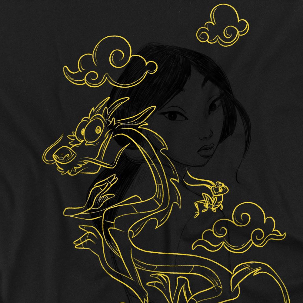 Black - Side - Mulan Unisex Adult Breezy Mushu Illustration T-Shirt