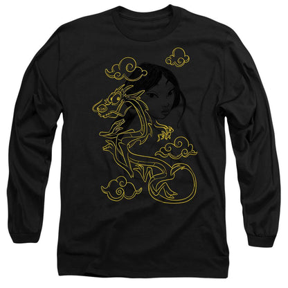 Black - Front - Mulan Unisex Adult Breezy Mushu Illustration T-Shirt