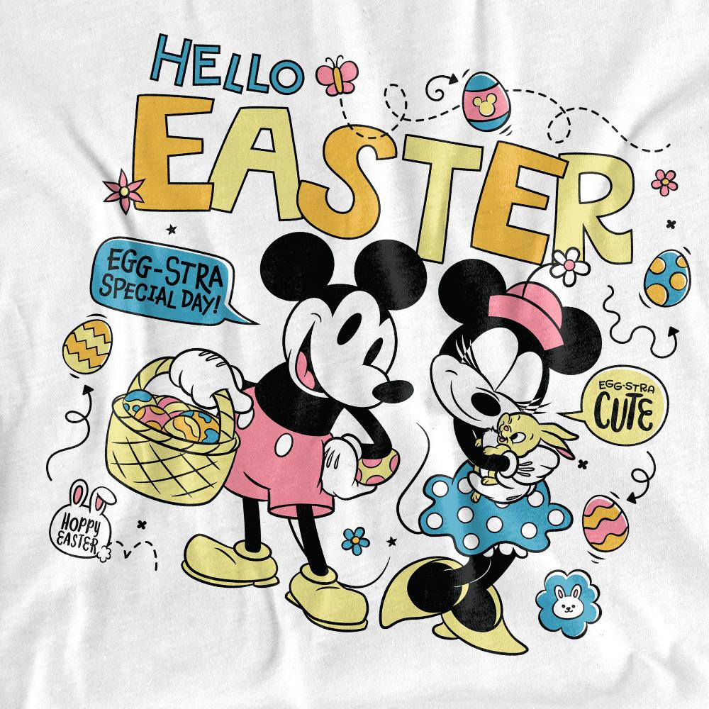White - Side - Mickey Mouse Unisex Adult Hello Easter! Minnie Mouse Easter T-Shirt