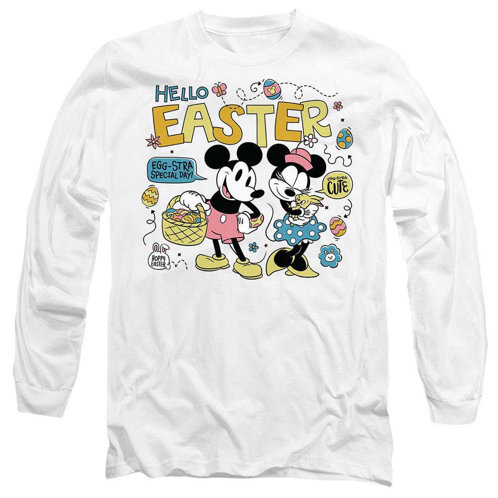 White - Front - Mickey Mouse Unisex Adult Hello Easter! Minnie Mouse Easter T-Shirt