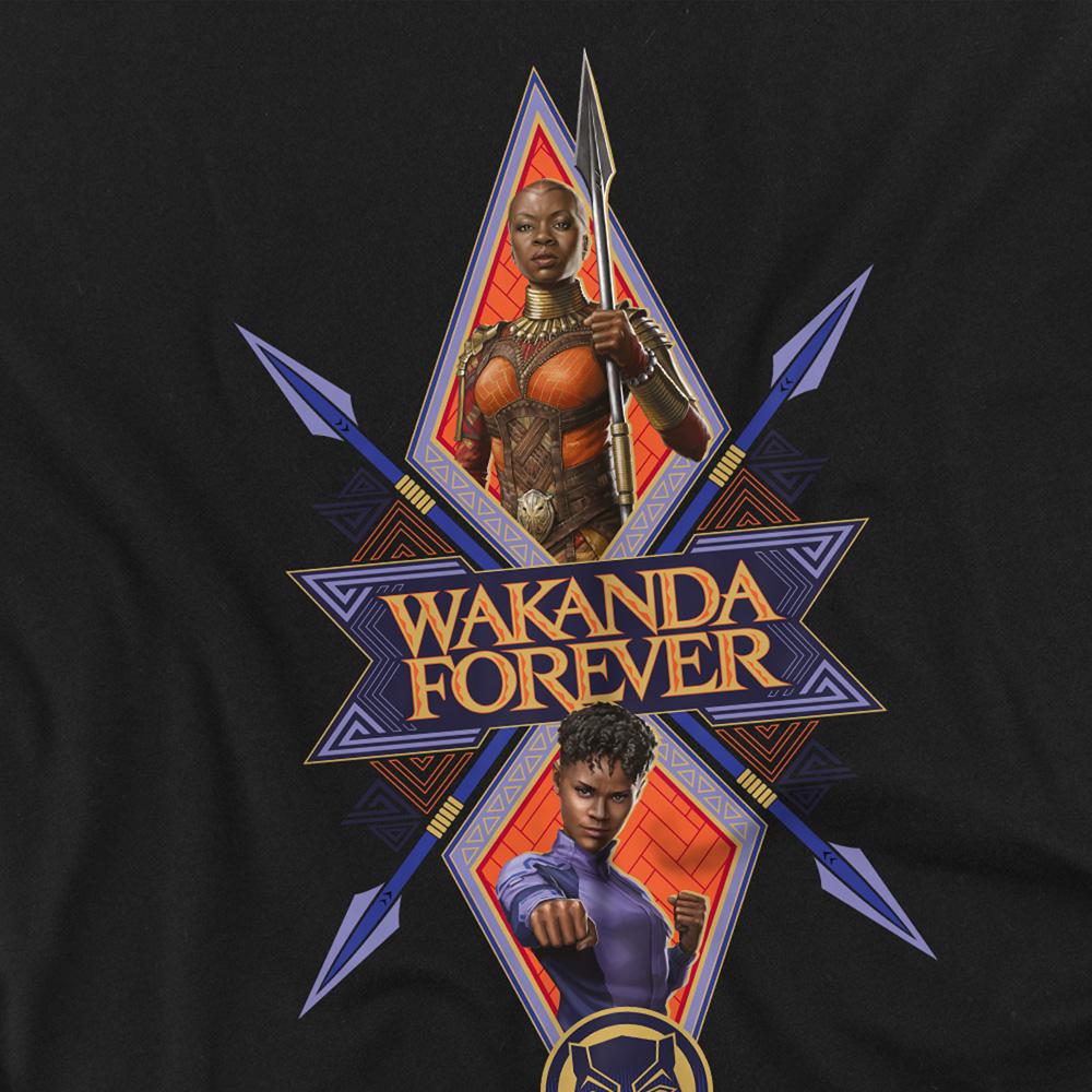 Black - Side - Black Panther: Wakanda Forever Unisex Adult Shuri Okoye Diamond T-Shirt