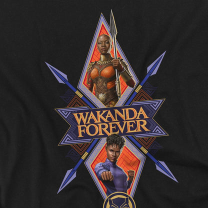 Black - Side - Black Panther: Wakanda Forever Unisex Adult Shuri Okoye Diamond T-Shirt
