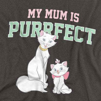Charcoal - Side - The Aristocats Unisex Adult My Mum Is Purrfect Duchess & Marie Mothers Day T-Shirt
