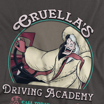 Charcoal - Side - Disney Villains Unisex Adult Cruella´s Driving School T-Shirt