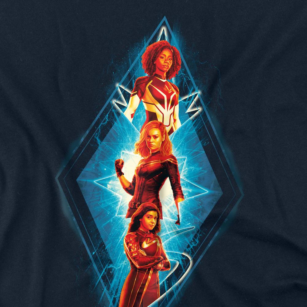 Navy - Side - The Marvels Unisex Adult Diamond Trio T-Shirt