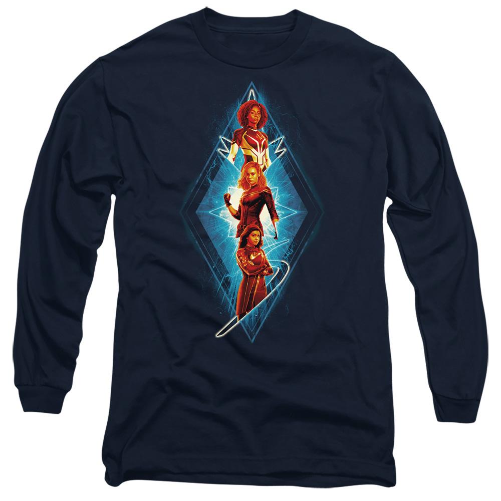 Navy - Front - The Marvels Unisex Adult Diamond Trio T-Shirt