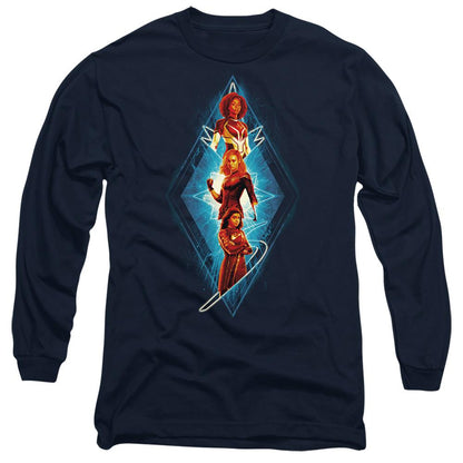 Navy - Front - The Marvels Unisex Adult Diamond Trio T-Shirt
