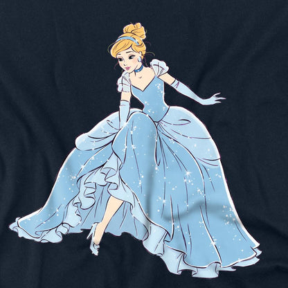 Navy - Side - Cinderella Unisex Adult Sparkling Princess T-Shirt