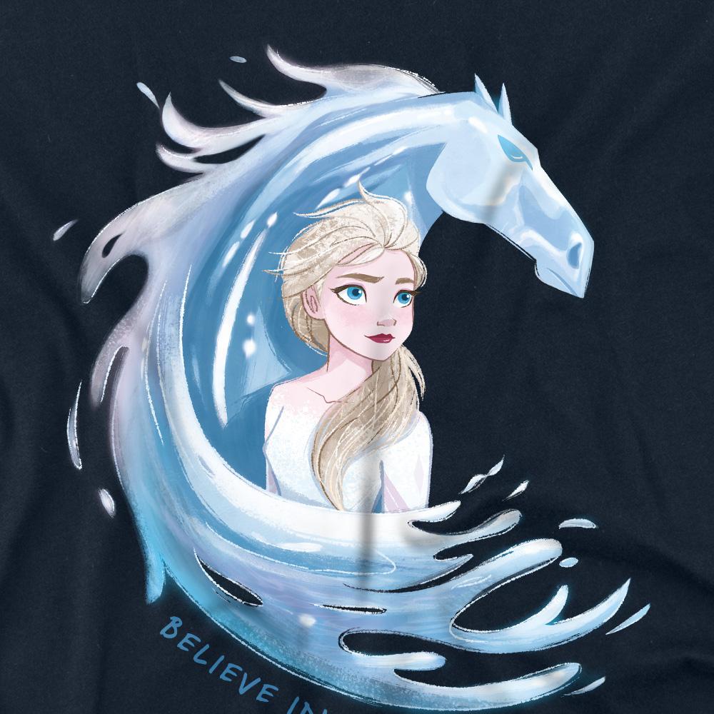 Navy - Side - Frozen Unisex Adult Believe In Yourself Elsa & Nokk T-Shirt