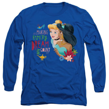 Royal Blue - Front - Disney Princess Unisex Adult Making Every Dream Count Cinderella & Jasmine T-Shirt
